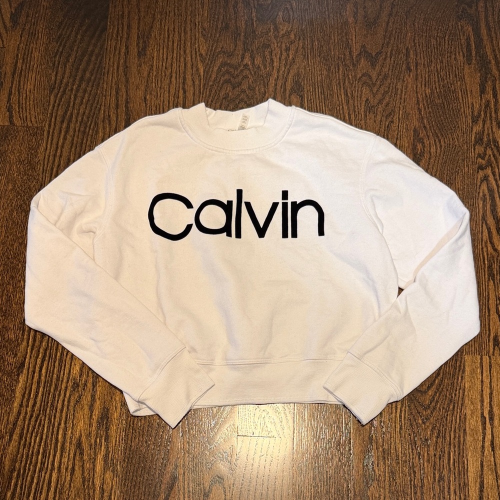 Calvin Klein performance cropped sweatshirt white small